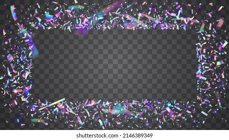 Cristal Effect. Disco Design. Blue Laser Glitter. Flying Foil. Bokeh Background. Holiday Art. Shiny Festival Serpentine. Glitch Texture. Purple Cristal Effect