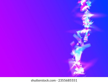 Cristal Effect. Neon Sparkles. Blue Party Texture. Laser Abstract Backdrop. Festive Art. Disco Design. Flying Foil. Holographic Tinsel. Purple Cristal Effect