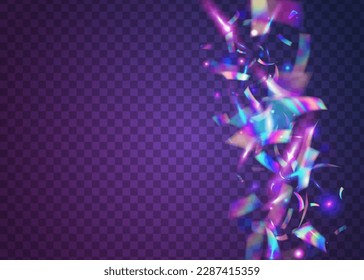 Cristal Effect. Violet Retro Background. Disco Colorful Decoration. Metal Flyer. Kaleidoscope Texture. Fantasy Art. Festive Foil. Carnival Confetti. Pink Cristal Effect