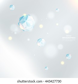 Cristal ice on an indistinct blue background. Vector illustration for your business presentation. To use on a flayer, booklets, printed materials, a concept of the sites.