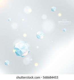 Cristal ice on an indistinct blue background. Vector illustration for your business presentation. To use on a flayer, booklets, printed materials, a concept of the sites