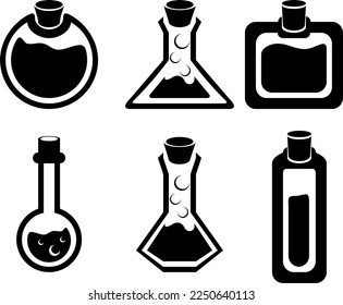 cristal potions or bottles vector set