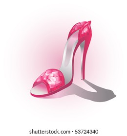 Cristal ruby high heel shoe, vector illustration.