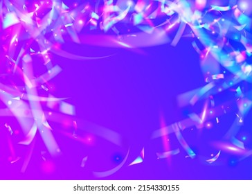 Cristal Texture. Light Confetti. Digital Art. Carnival Glare. Purple Shiny Tinsel. Retro Prism. Fiesta Foil. Metal Festival Decoration. Violet Cristal Texture