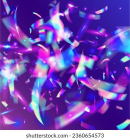 Cristal Texture. Luxury Art. Glitch Glare. Laser Element. Shiny Carnaval Decoration. Hologram Background. Modern Foil. Pink Retro Tinsel. Purple Cristal Texture