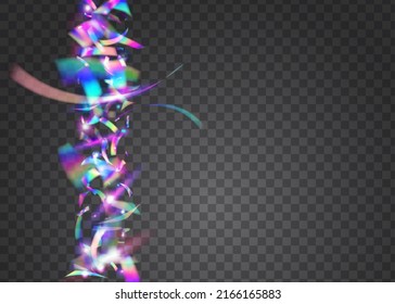 Cristal Tinsel. Digital Art. Pink Disco Background. Iridescent Sparkles. Blur Abstract Wallpaper. Holiday Foil. Glitch Glitter. Party Element. Purple Cristal Tinsel