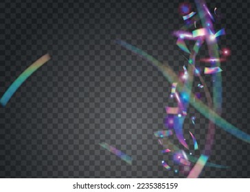 Cristal Tinsel. Glitter Art. Disco Burst. Fiesta Foil. Falling Glare. Bokeh Effect. Violet Laser Background. Retro Vaporwave Serpentine. Purple Cristal Tinsel