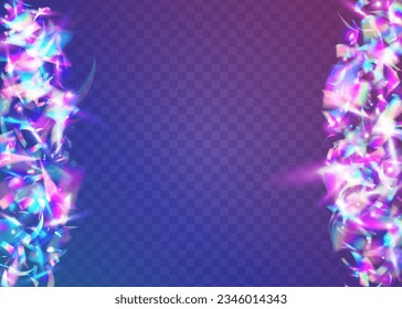 Cristal Tinsel. Holiday Foil. Rainbow Effect. Disco Prismatic Decoration. Party Prism. Bokeh Glare. Flying Art. Pink Laser Sparkles. Purple Cristal Tinsel