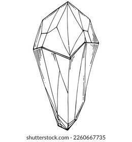 Christliche Vektorgrafik. Abstrakte moderne geometrische Objekte mit Diamantformen, Kristallen. Schwarz-Weiß-Handzeichen.