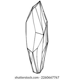 Cristal vector illustration. Abstract modern geometric objects with diamond shapes, crystals. Black and white hand draw.