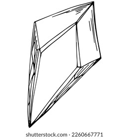 Cristal vector illustration. Abstract modern geometric objects with diamond shapes, crystals. Black and white hand draw.