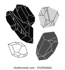 Ilustración vectorial cristal con textura de mosaico. Resumen de objetos geométricos modernos con formas de diamante, cristales, gemas