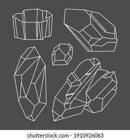 Cristal vector illustration with mosaic texture. Abstract modern geometric objects with diamond shapes, crystals, gems