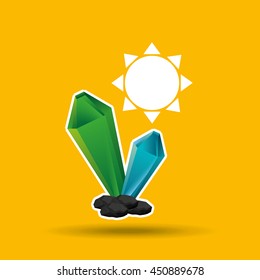cristal in world map, green concept, vector illustration