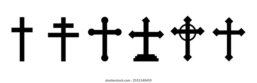 Cristian-Kreuz-Symbol einzeln auf weißem Hintergrund. Kreuzsymbolsatz. Christian.  