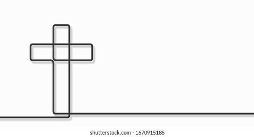 Cristian cross icon over white background, line style icon, vector illustration