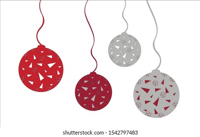 Cristmas decorations with ornament. Vector illustration. 2D