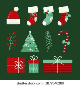 Cristmas element collection in flat design