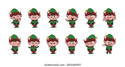 cristmas elf cute vector sticker illustration emotion design