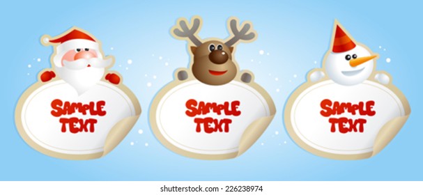 La Navidad enmarca pegatinas con ciervos, Santa y muñecos de nieve.
