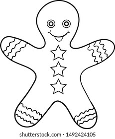 Cristmas Gingerbread Man Vector Illustration Outline Stock Vector ...