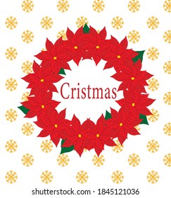cristmas pattern with snowflakes and wreath