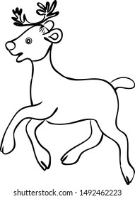 Cristmas Santa's reindeer vector illustration outline isolated on white background coloring book