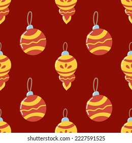 Cristmas seamless pattern with decorative balls. Perfect foe xmas background, wrapping paper, fabric print.