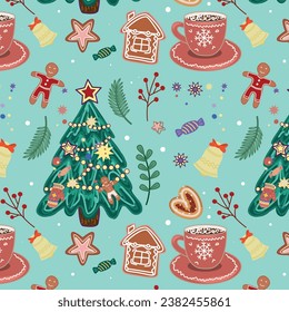 Cristmas seamless pattern,ready for fabricas and wrapping paper.