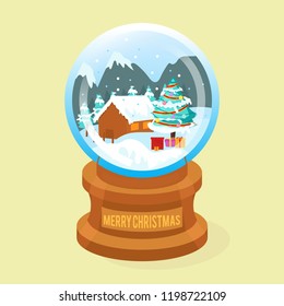 the cristmas snow globe winter night