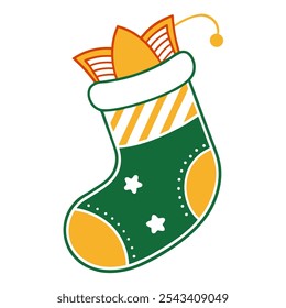 Vector de arte de línea de calcetín de Navidad