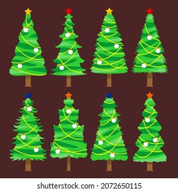 Cristmas three collection vector top view