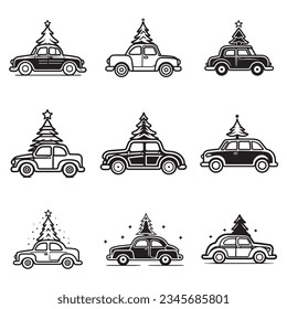 Skizze für Weihnachtsbaum, Vektorgrafik, Kristallbaumautografik, PNG