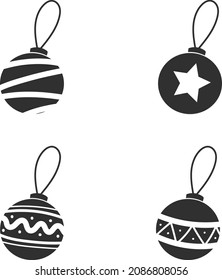 Cristmas tree decoration ball icon  set isolet on white background for web and mobile.Cristmas tree ball set.