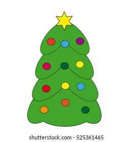 Cristmas tree on white background. Vector illustration.