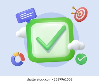 Criteria checklist report, evaluation list, complete checkbox, finish work, to do list or task done, quality assurance control, checkmark concept, checkmark tick on completion checklist