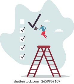 Relatório de lista de verificação de critérios, lista de avaliação, caixa de verificação completa, sobre um homem e sua vida.