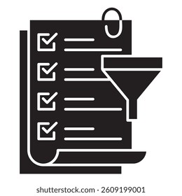 Criteria icon represented by Criteria simple symbol Black Filled style.