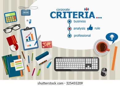 Criteria regulation generality business marketing concept. Criteria concepts for web banner and printed materials.