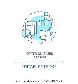 Criterion based search concept icon. Contract management software functions. Category information idea thin line illustration. Vector isolated outline RGB color drawing. Editable stroke