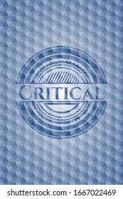 Critical blue polygonal badge. Vector Illustration. Detailed.