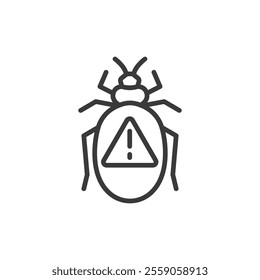 Critical bug, icon in line design. Critical, bug, error, issue, software, problem, debugging on white background vector. Critical bug, icon in line design editable stroke icon