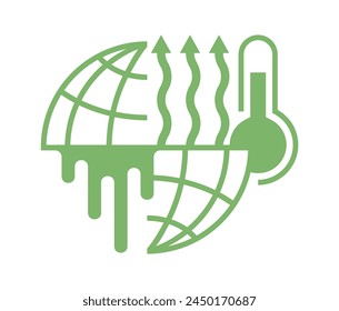 Plazo crítico del cambio climático - Monitoreo del aumento de la temperatura, señal de calentamiento global con tierra, emisiones y termómetro