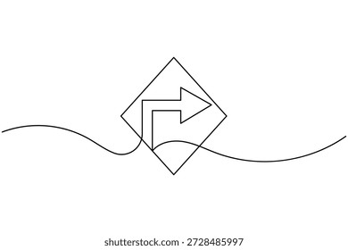 Kritische Entscheidung Kreuzung Symbol durchgehend eine Zeile Zeichnung auf weißem Hintergrund minimalistischer Business-Pointer Auswahl Verkehr und Reisen Konzept Symbol Kontur Vektorgrafik