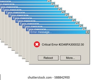 Critical Error Warning Message. Vintage User Interface. Vector Illustration.