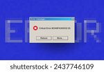 Critical Error Warning Message Window. Vintage User Interface Operating System Fail. Vector Illustration.