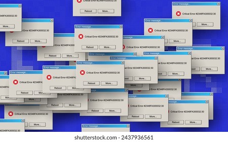 Critical Error Warning Message Windows. Vintage User Interface Operating System Fail. Vector Illustration.