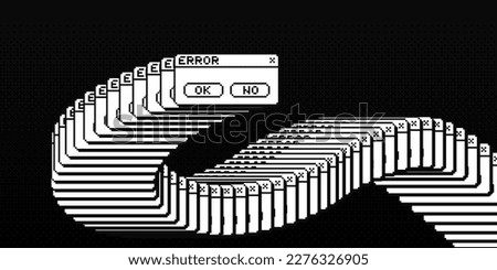 Critical Error Warning Popup Message. Vintage User Interface. 1-Bit Pixel Operating System UI Error. Vector Illustration.