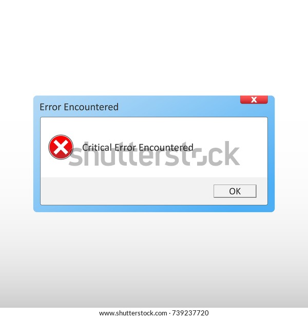 Critical error window. error message.\
Vector illustration.