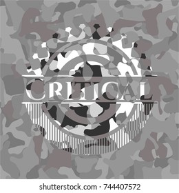 Critical grey camouflaged emblem